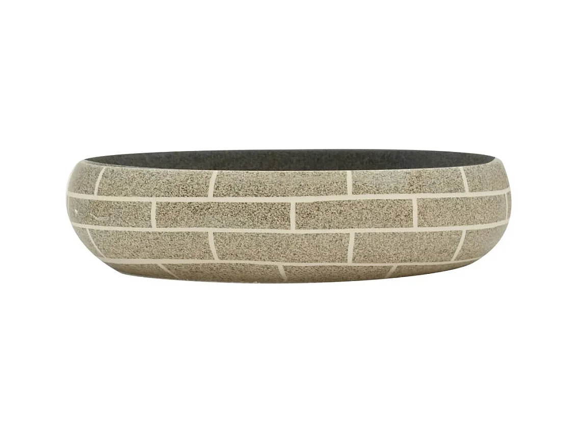 Lavatório de Bancada Oval em Cerâmica Multicolorida 59x40x15 cm