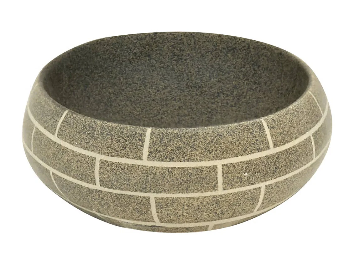 Lavatório de Bancada Oval em Cerâmica Multicolorida 59x40x15 cm