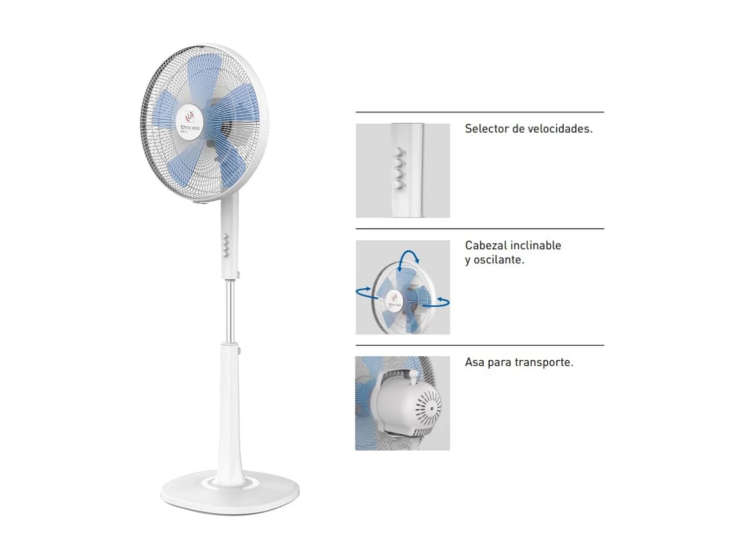 Ventilador de pie S&P Artic Wind 400CN 55W 5 aspas 3 velocidades blanco Ø40 cm