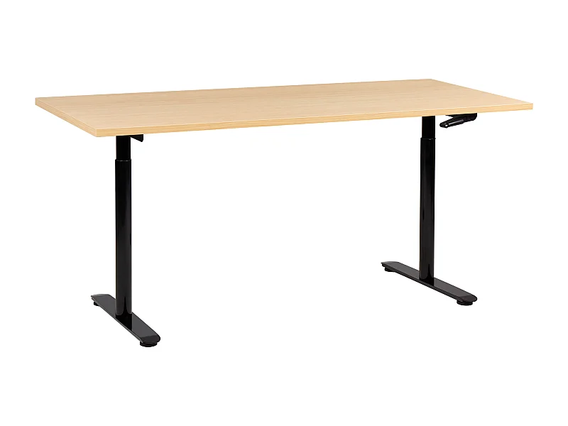 Bureau réglable en hauteur manuellement DESTINAS Noir/ Marron clair 180 cm 72 cm