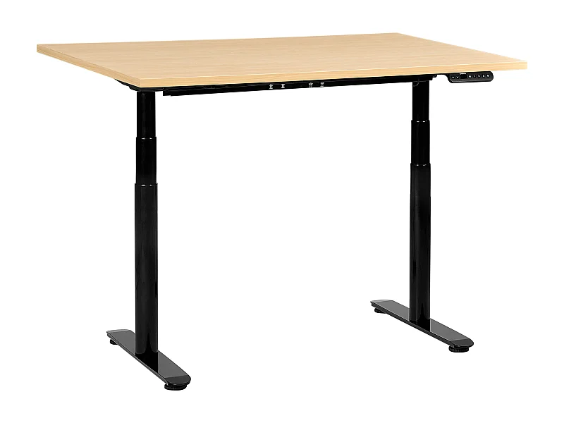 Bureau réglable en hauteur électriquement DESTINAS Noir/marron clair 120 cm 60 cm
