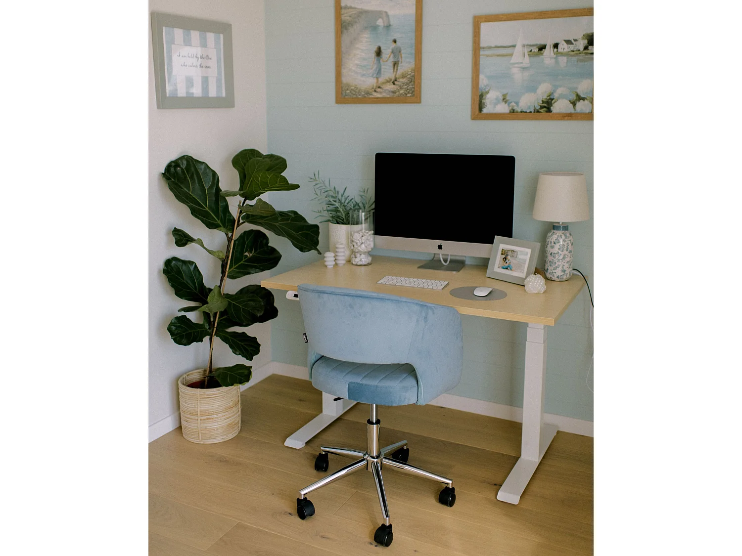 Bureau réglable en hauteur électriquement DESTINES 120 cm 72 cm Marron clair/blanc