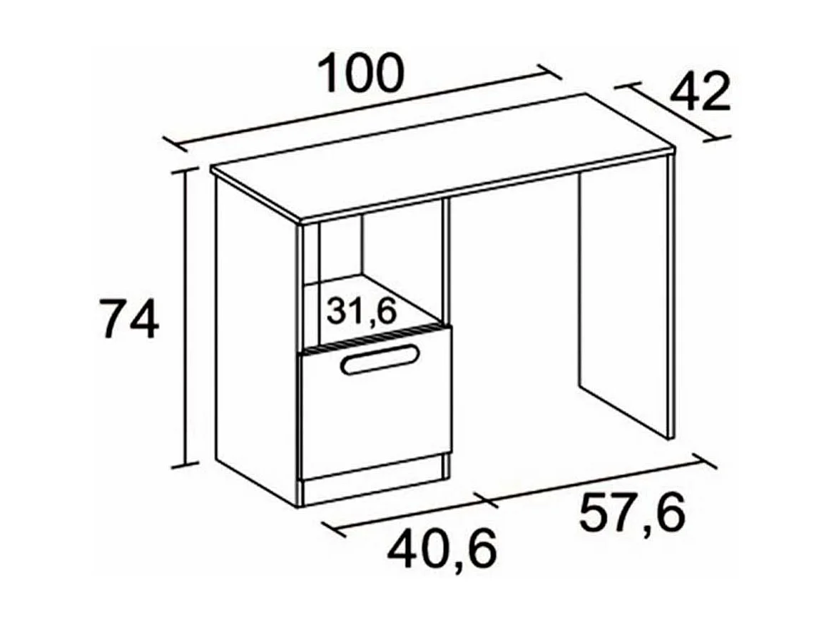 Escritorio Estelle 1 cajón + 1 estante blanco mate/sahara 74x100x42 cm