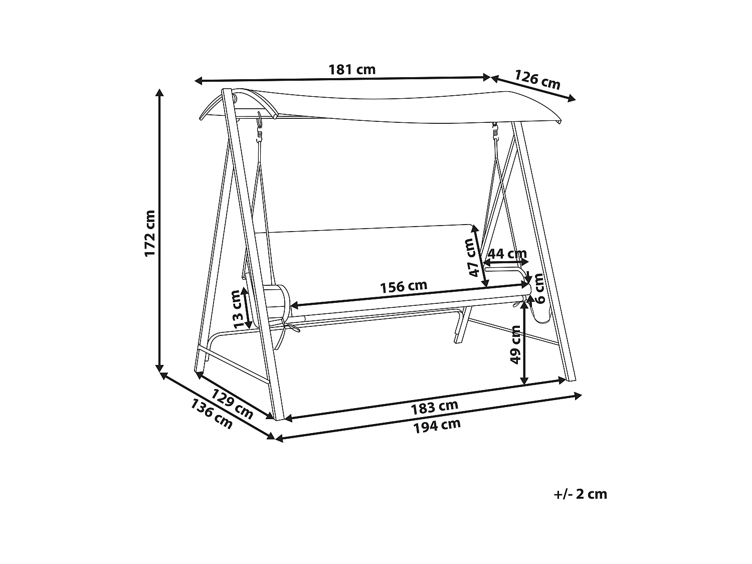 Balancelle de jardin BONAGIA Métal Beige