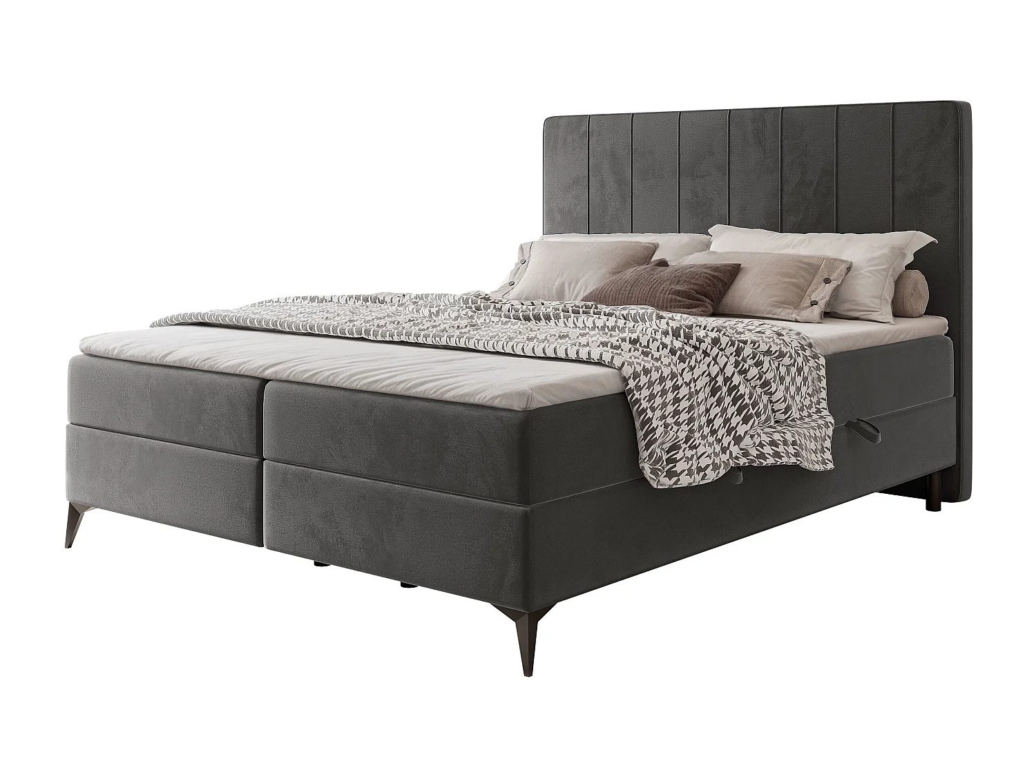 Lit continental rembourré avec surmatelas, gris anthracite - 200x200 - VERA