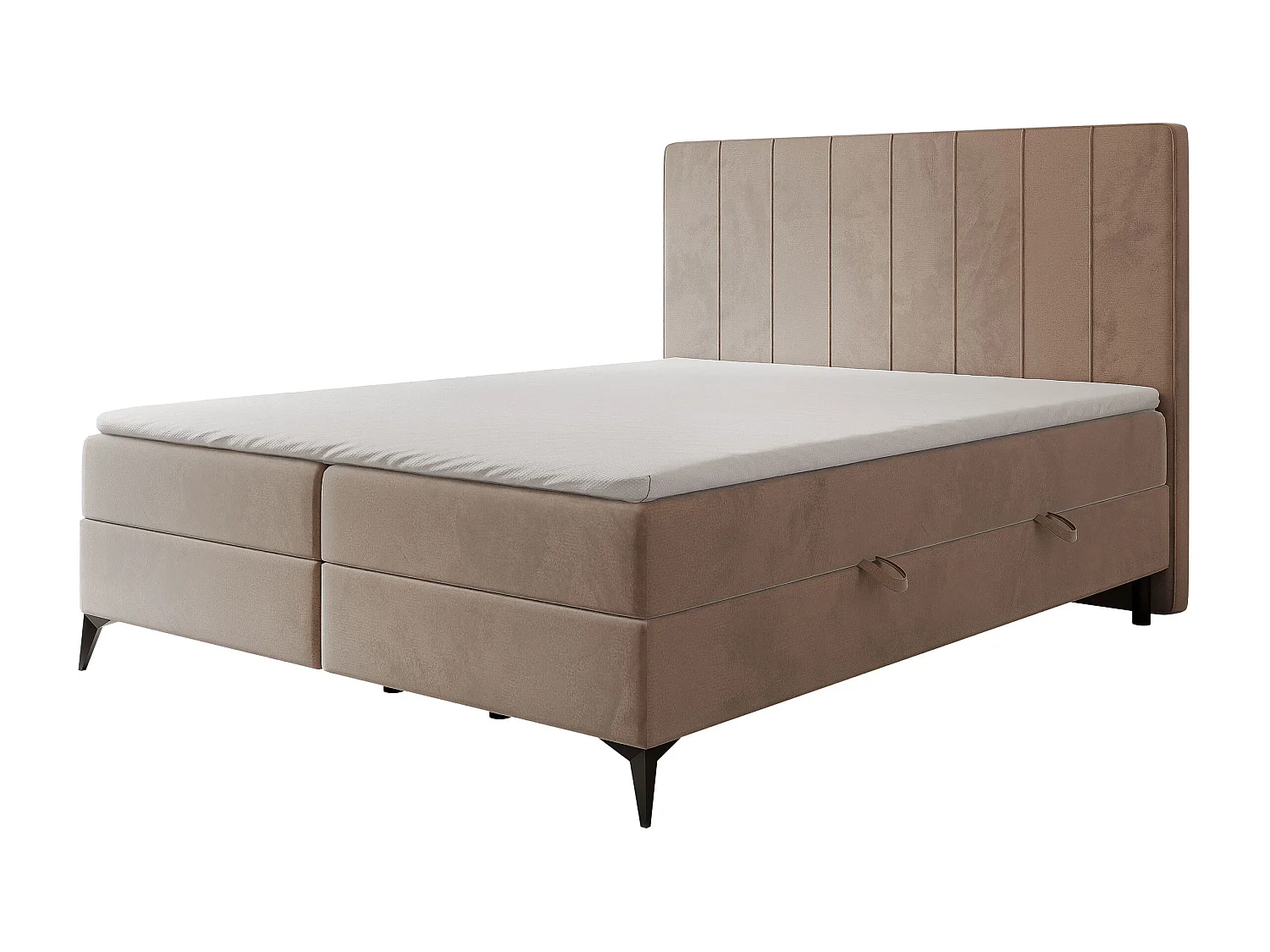Lit continental rembourré avec surmatelas, marron - 180x200 - VERA