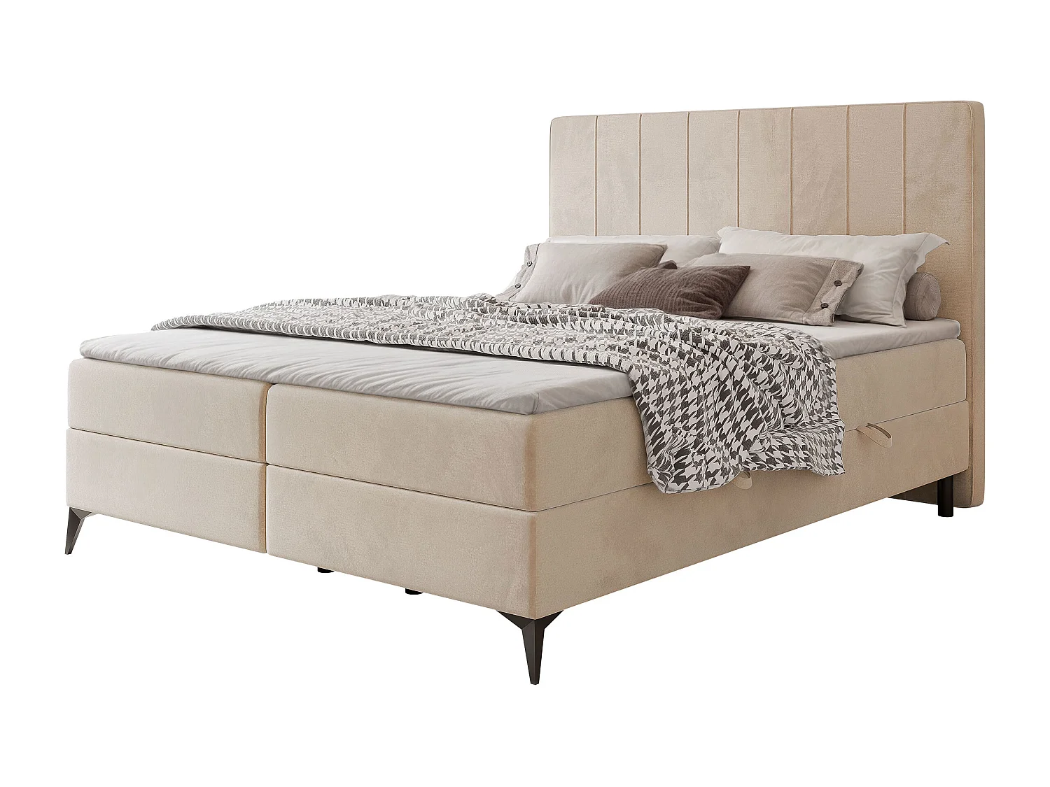 Lit continental rembourré avec surmatelas, crème - 120x200 - VERA