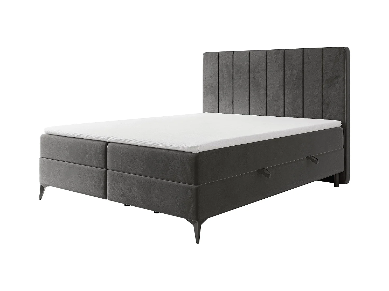 Lit continental rembourré avec surmatelas, gris anthracite - 160x200 - VERA