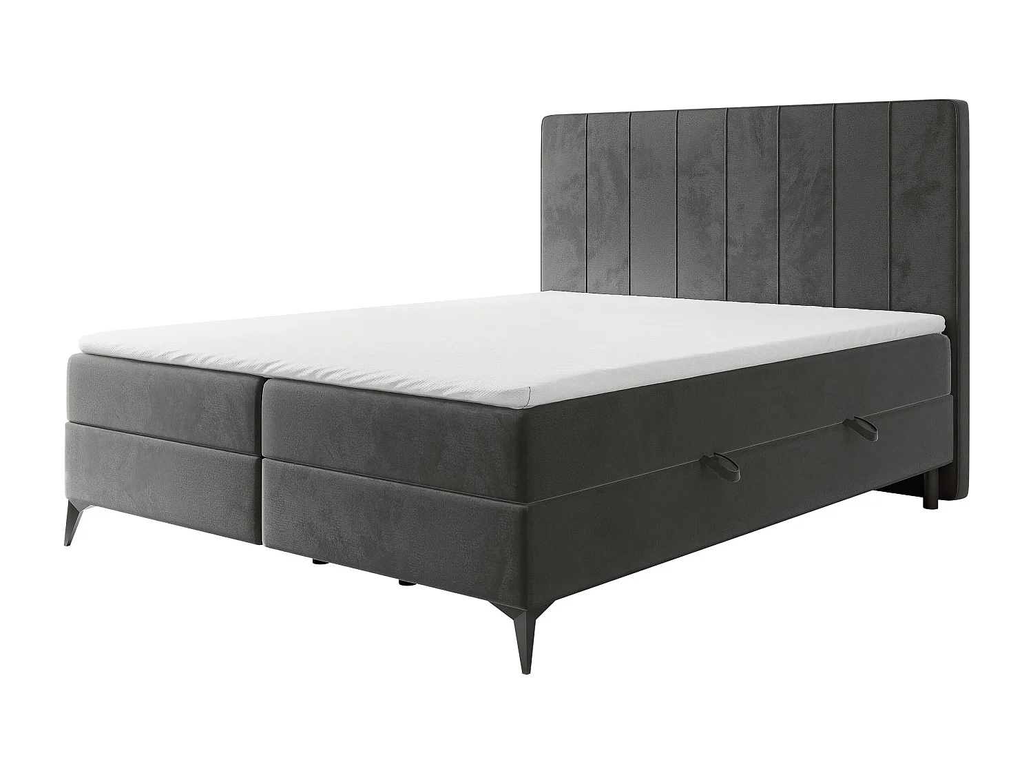 Lit continental rembourré avec surmatelas, gris anthracite - 160x200 - VERA