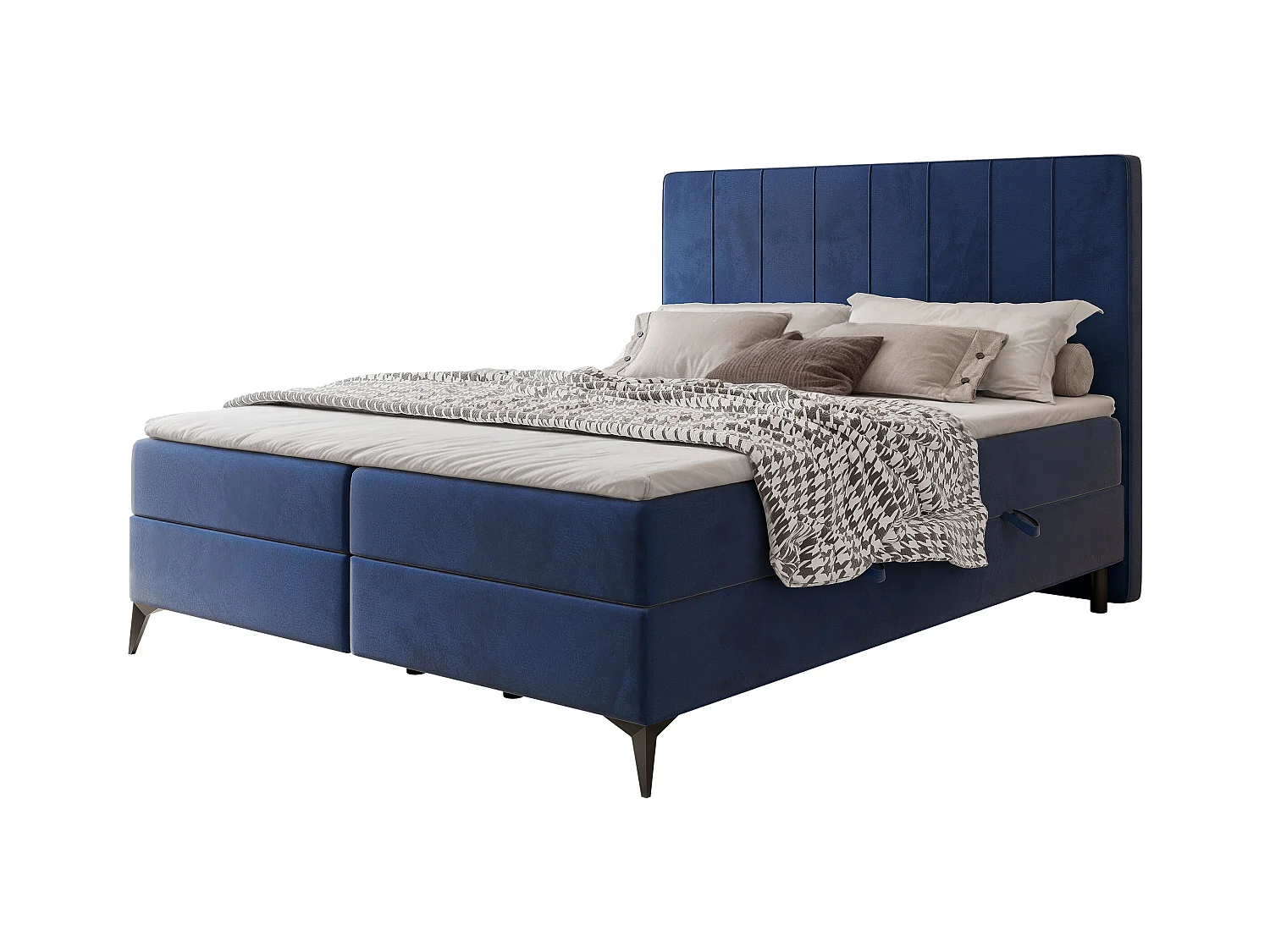 Lit continental rembourré avec surmatelas, bleu - 120x200 - VERA