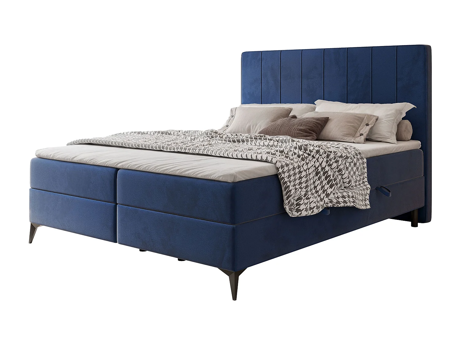 Lit continental rembourré avec surmatelas, bleu - 120x200 - VERA
