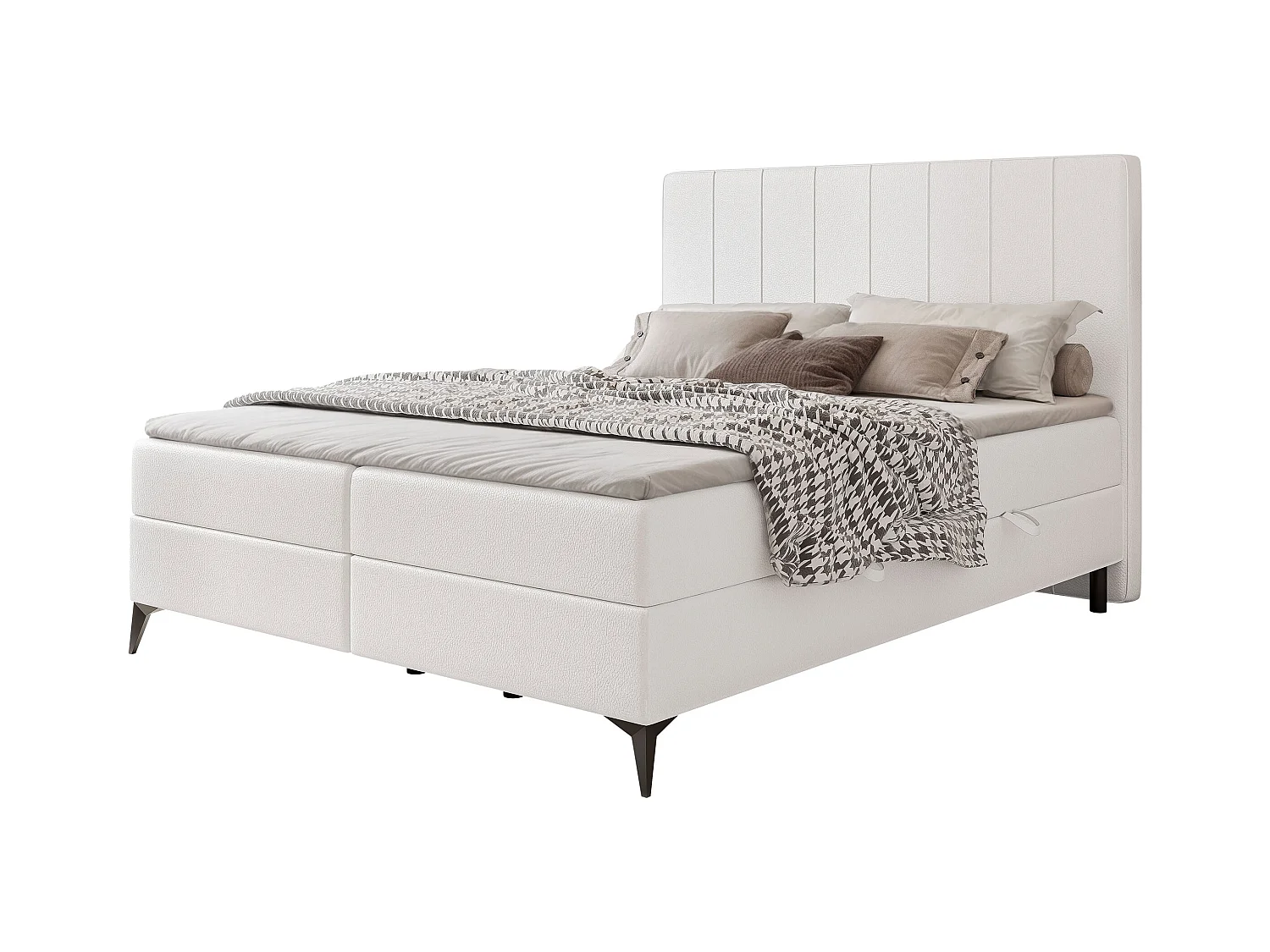 Lit continental rembourré avec surmatelas, blanc  - 140x200 - VERA