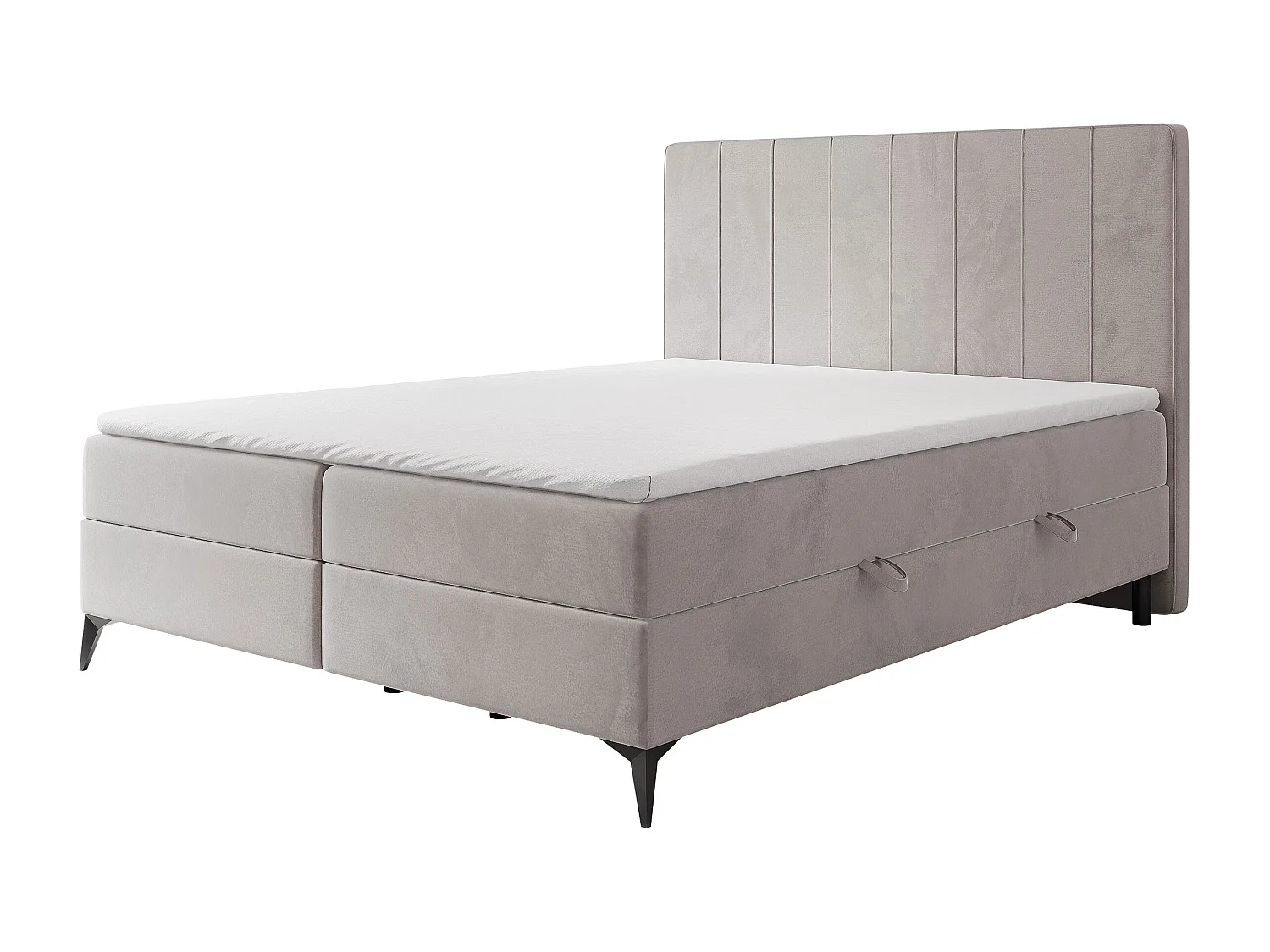 Lit continental rembourré avec surmatelas, gris - 200x200 - VERA