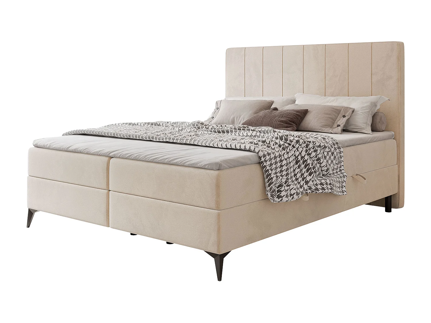 Lit continental rembourré avec surmatelas, beige - 140x200 - VERA