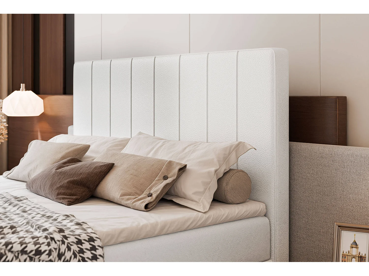 Lit continental rembourré avec surmatelas, blanc  - 120x200 - VERA