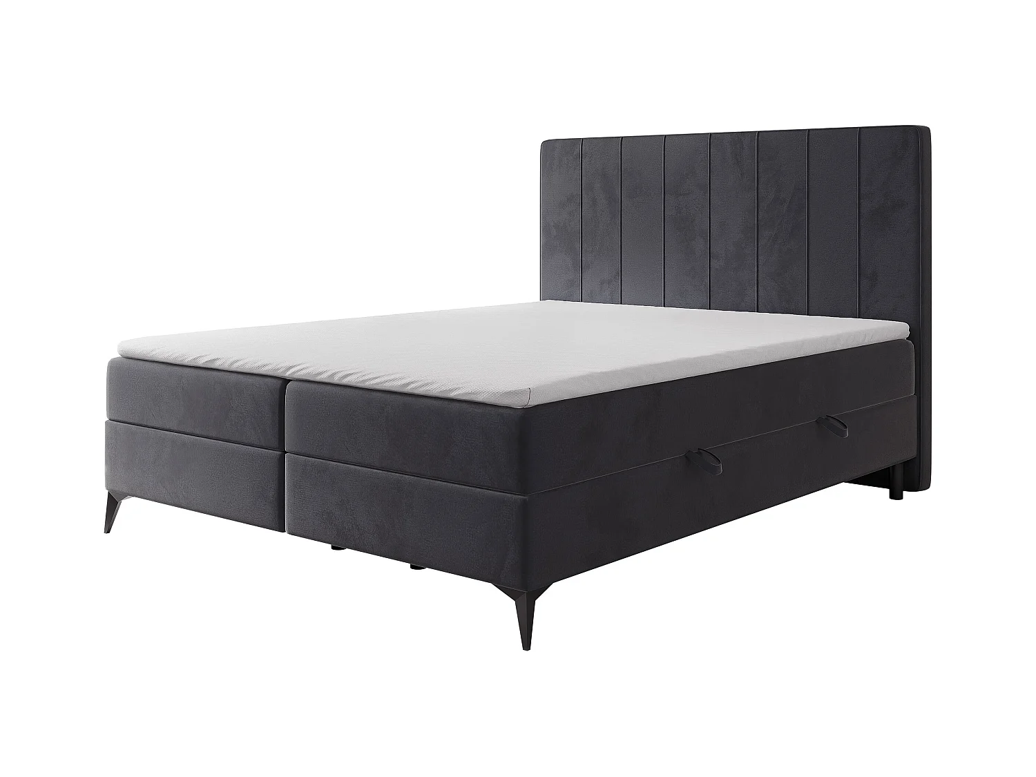 Lit continental rembourré avec surmatelas, gris anthracite - 180x200 - VERA