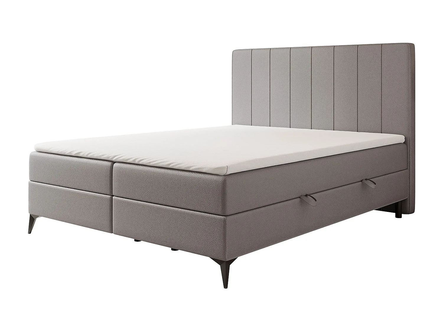 Lit continental rembourré avec surmatelas, gris  - 200x200 - VERA
