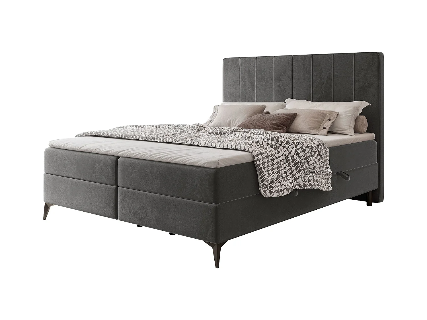 Lit continental rembourré avec surmatelas, gris anthracite - 180x200 - VERA