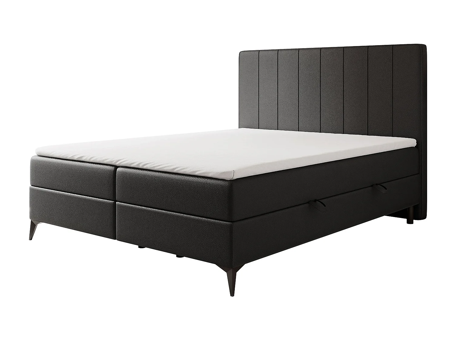 Lit continental rembourré avec surmatelas, noir  - 120x200 - VERA
