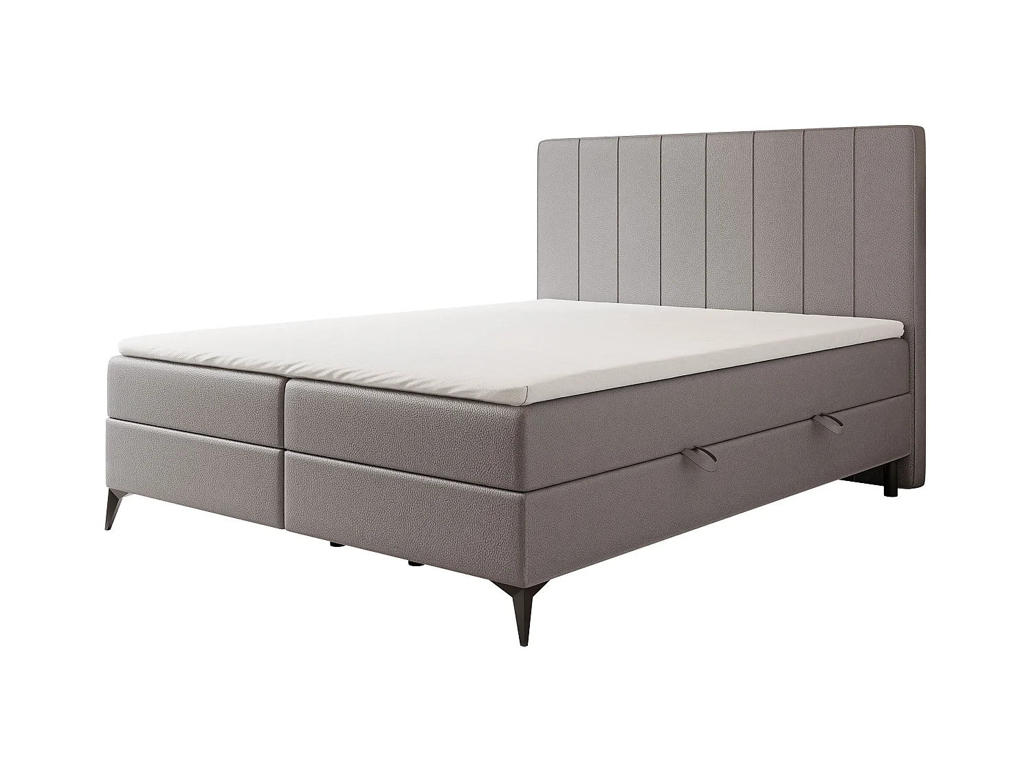 Lit continental rembourré avec surmatelas, gris  - 180x200 - VERA
