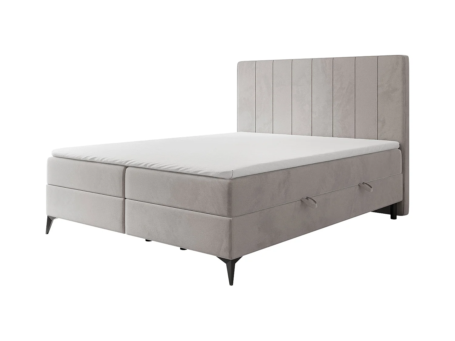 Lit continental rembourré avec surmatelas, gris clair - 160x200 - VERA