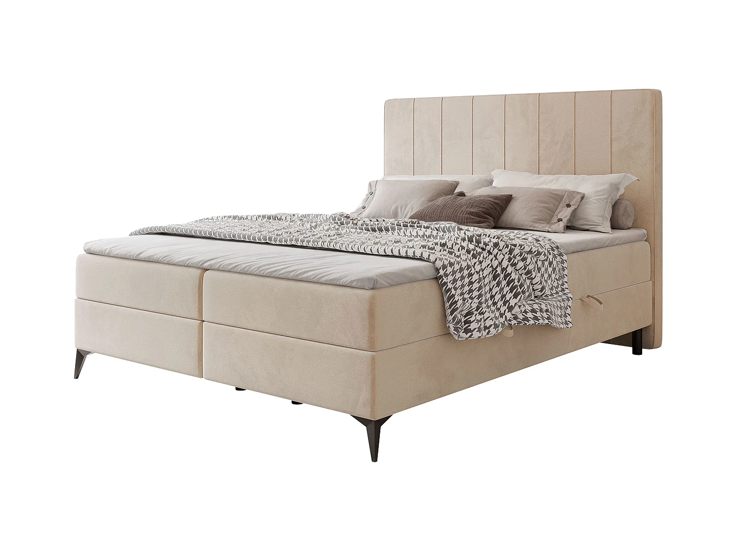 Lit continental rembourré avec surmatelas, crème - 180x200 - VERA