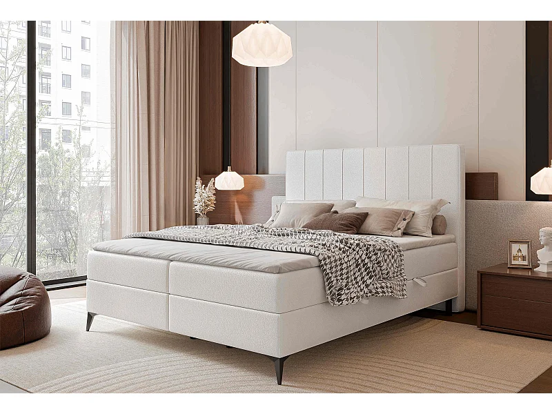 Lit continental rembourré avec surmatelas, blanc  - 160x200 - VERA