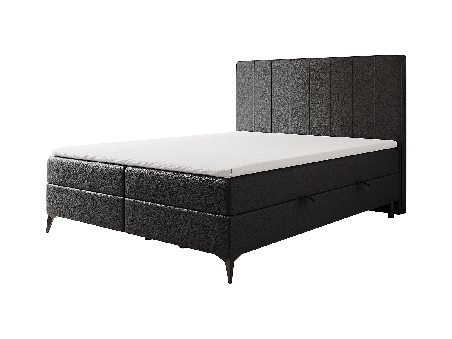 Lit continental rembourré avec surmatelas, noir  - 160x200 - VERA