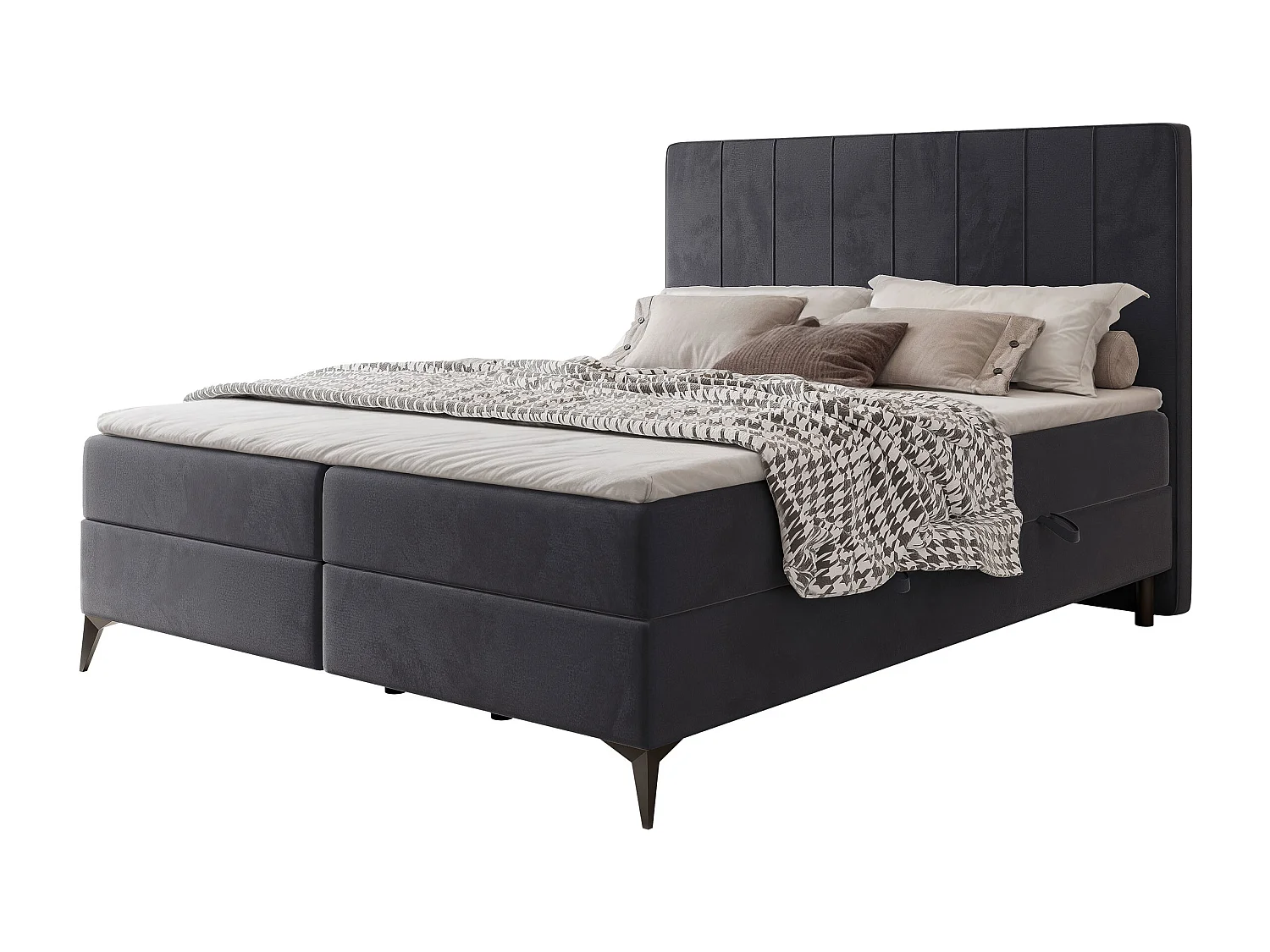 Lit continental rembourré avec surmatelas, gris anthracite - 200x200 - VERA