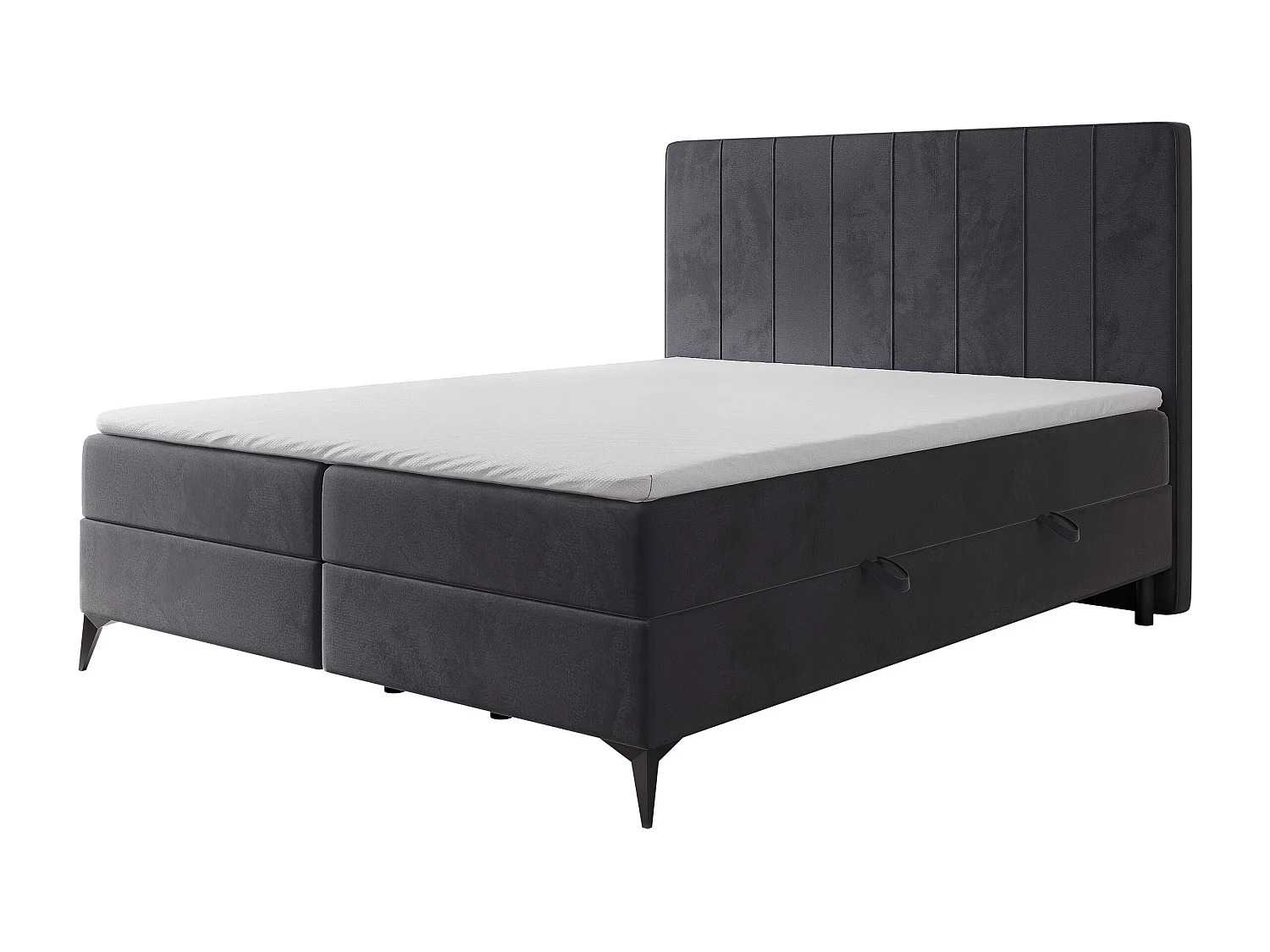 Lit continental rembourré avec surmatelas, gris anthracite - 200x200 - VERA