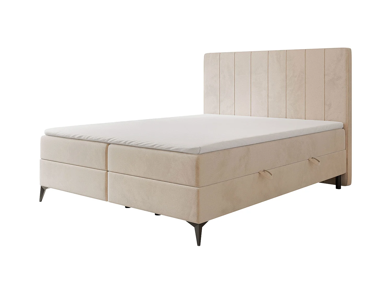 Lit continental rembourré avec surmatelas, crème - 140x200 - VERA