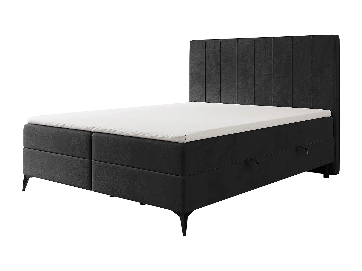 Lit continental rembourré avec surmatelas, noir - 180x200 - VERA