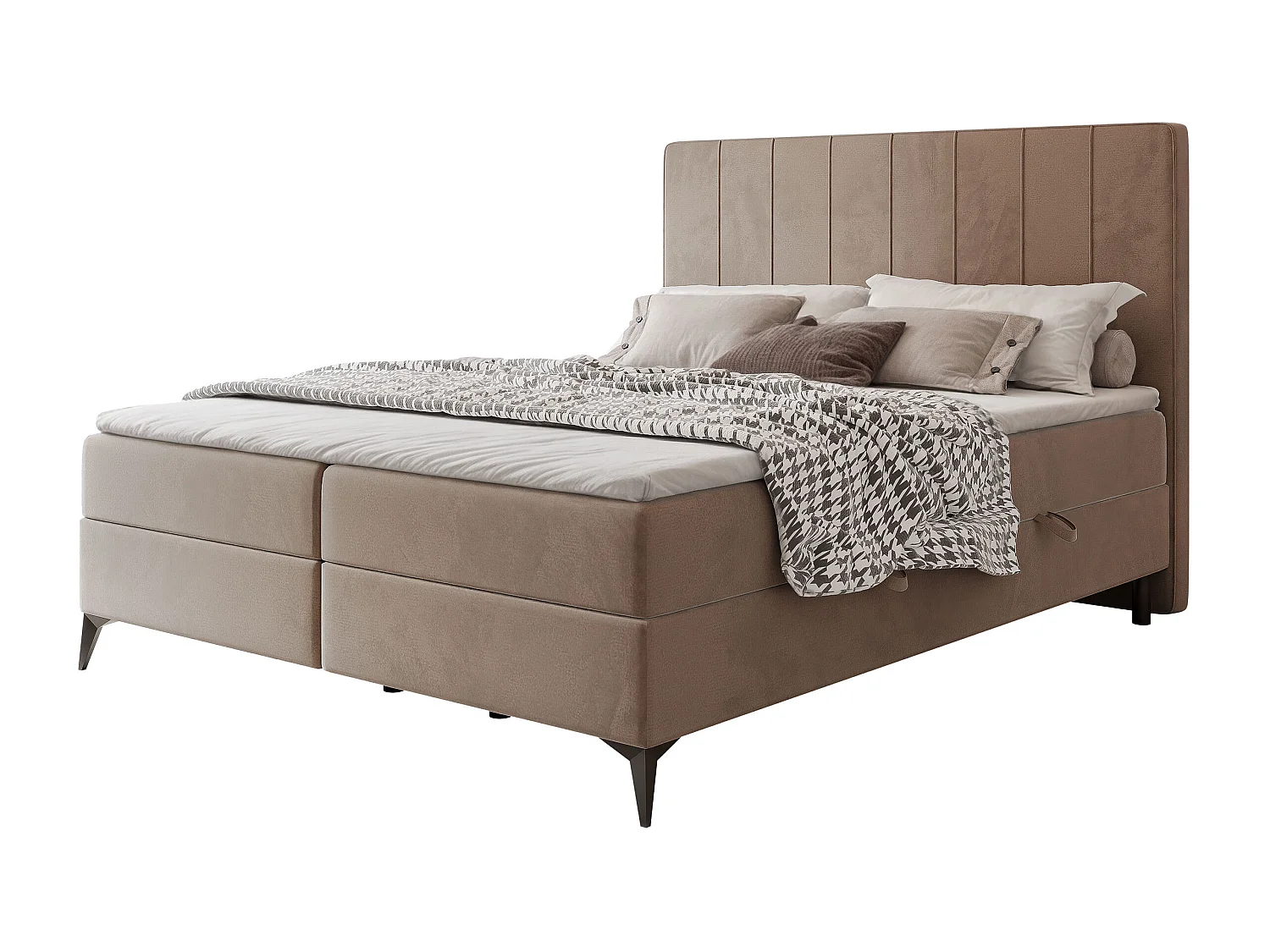 Lit continental rembourré avec surmatelas, marron - 200x200 - VERA