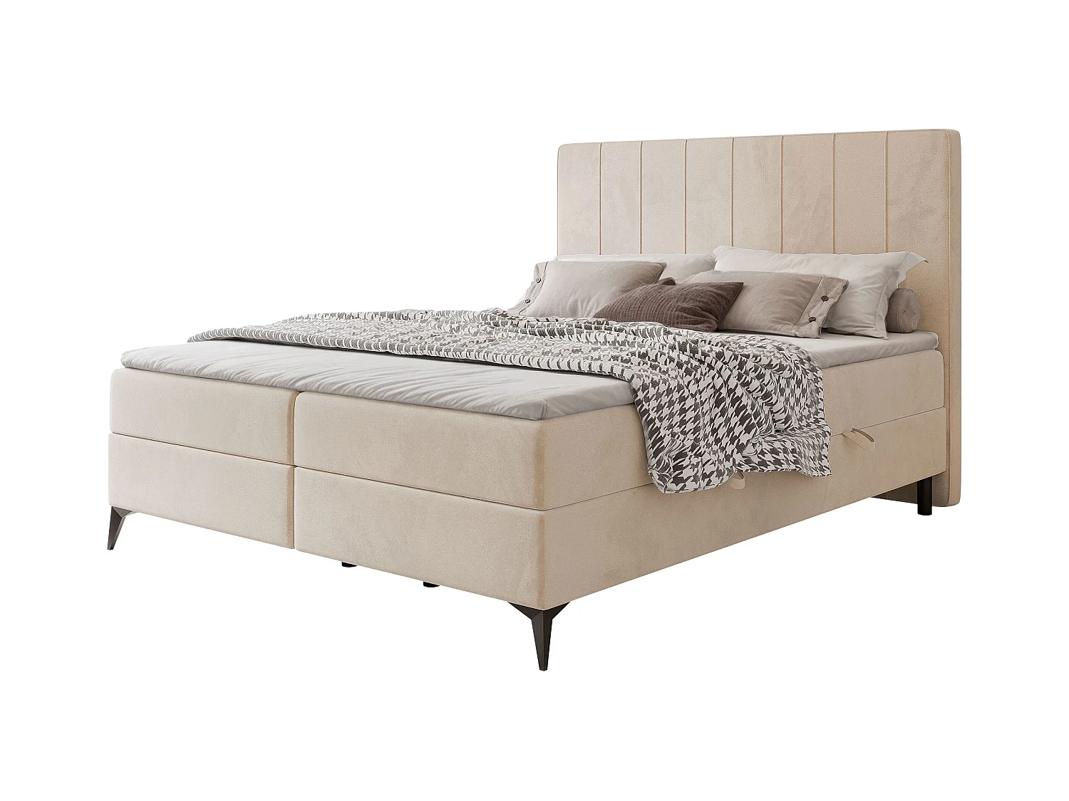 Lit continental rembourré avec surmatelas, beige - 160x200 - VERA