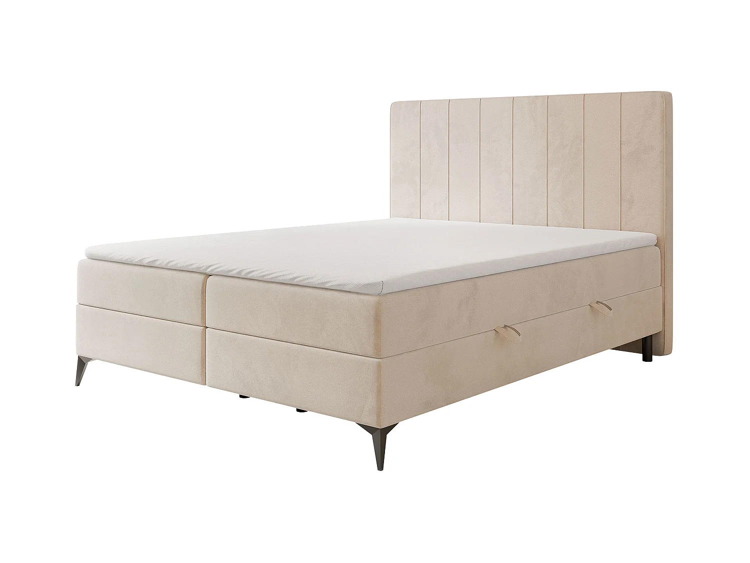 Lit continental rembourré avec surmatelas, beige - 160x200 - VERA