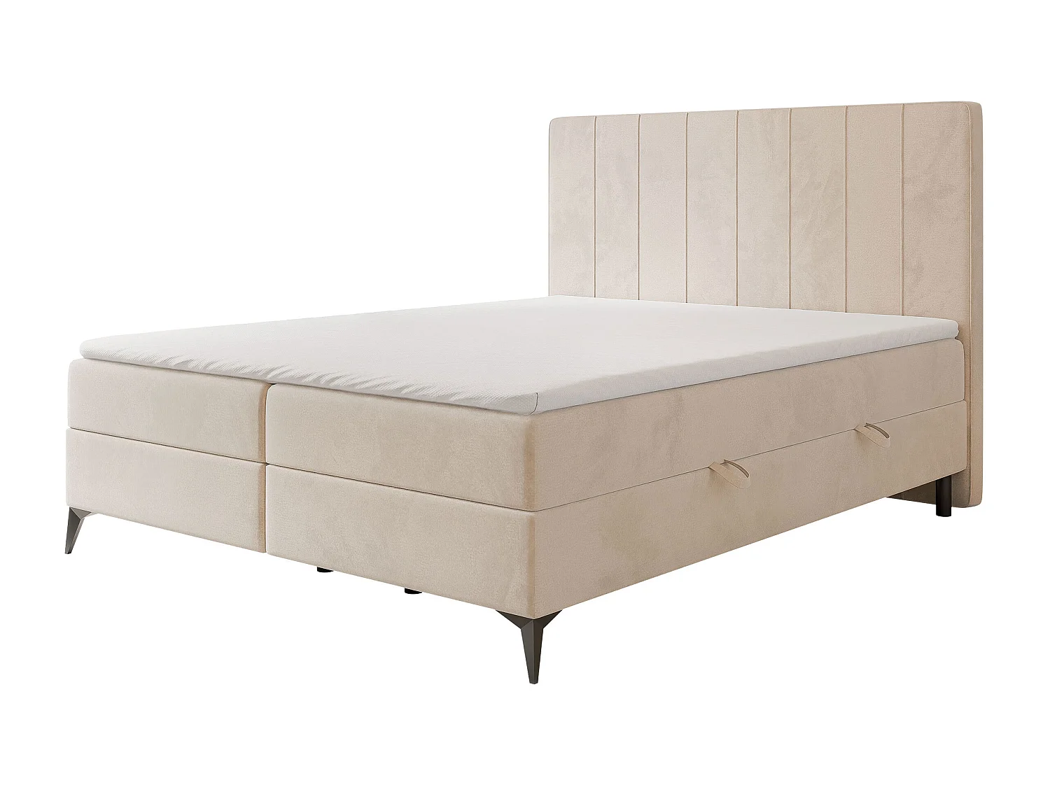 Lit continental rembourré avec surmatelas, beige - 160x200 - VERA