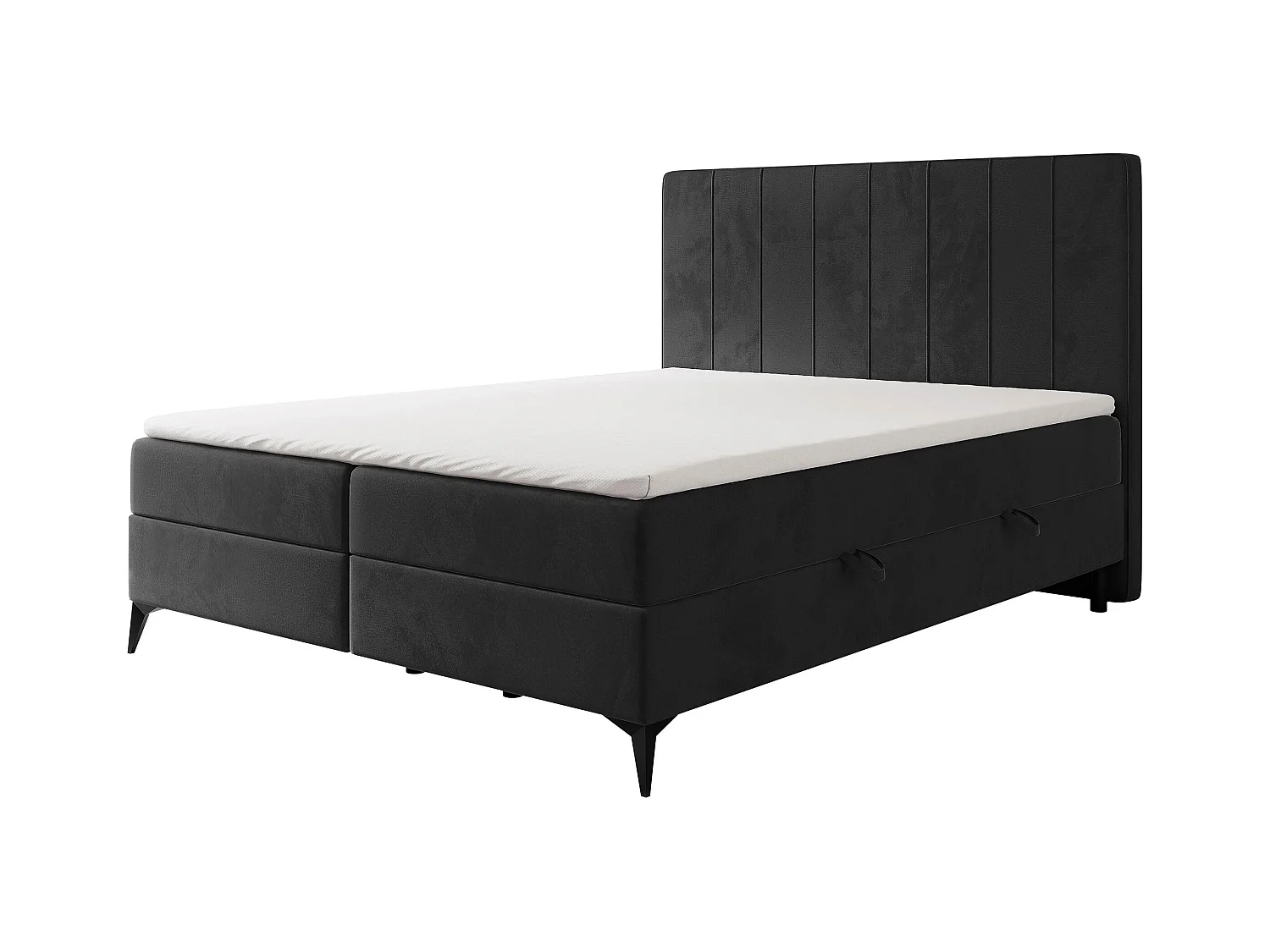 Lit continental rembourré avec surmatelas, noir - 160x200 - VERA