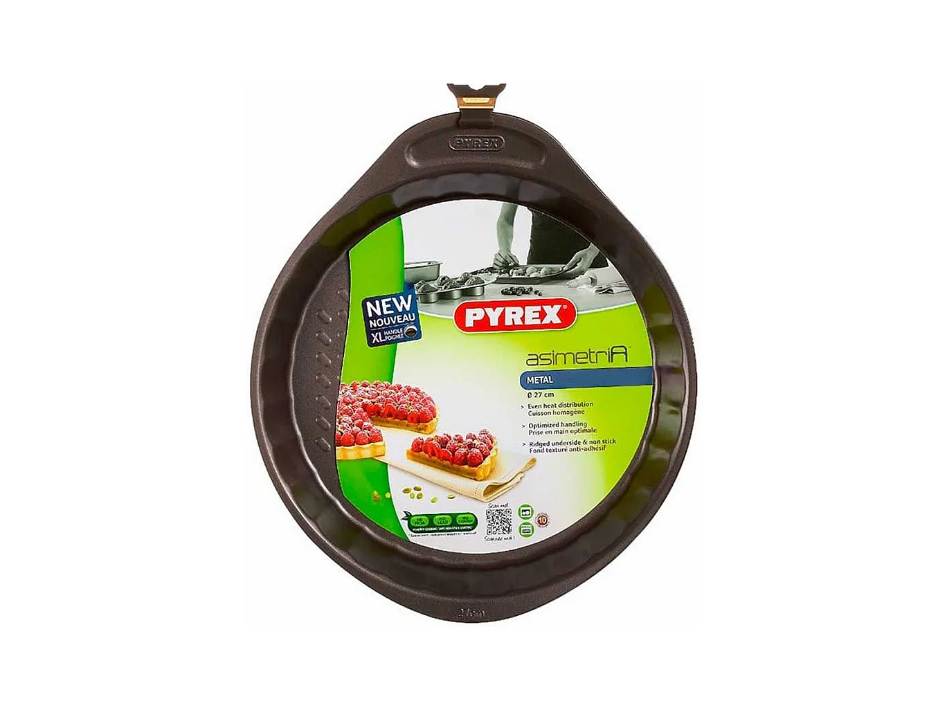 Molde de tarta plano Asimetría Pyrex antiadherente inox Ø27x4 cm