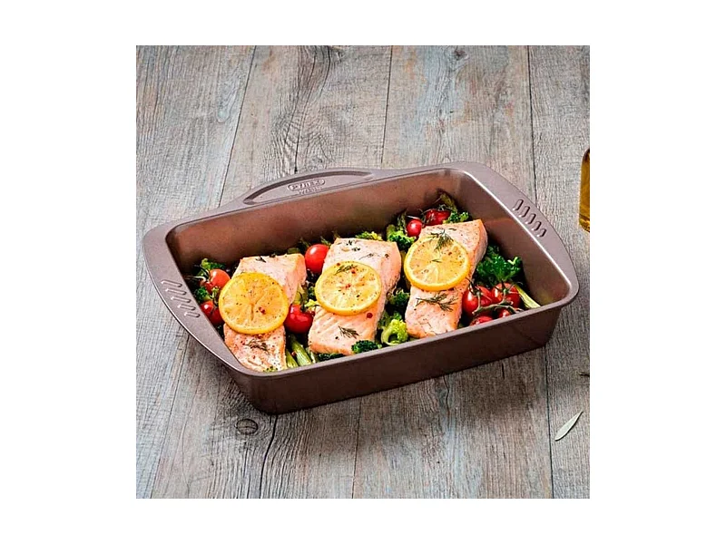 Bandeja honda para horno Asimetría Pyrex antiadherente inox 24x30 cm