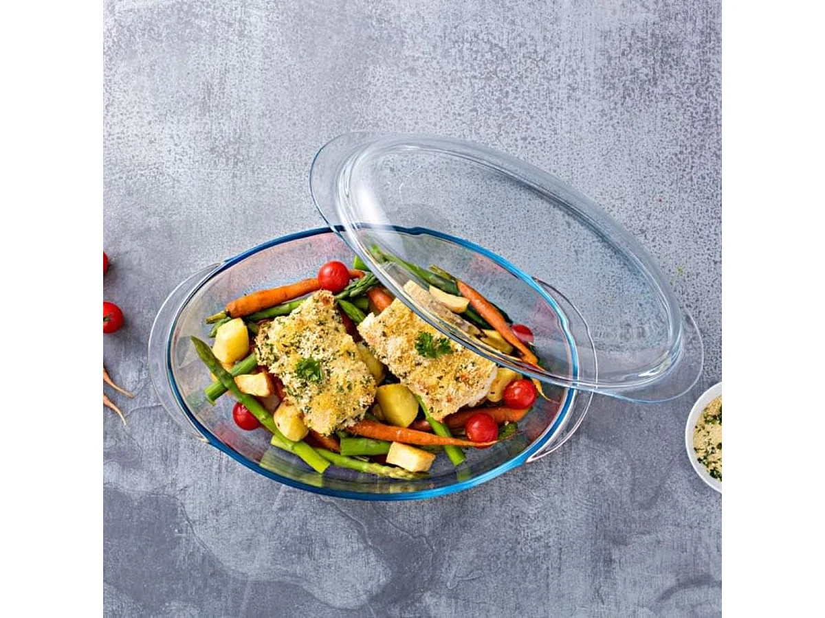 Cazuela Classis Vidrio Pyrex 4,1L ovalada con tapa 10x20x33 cm