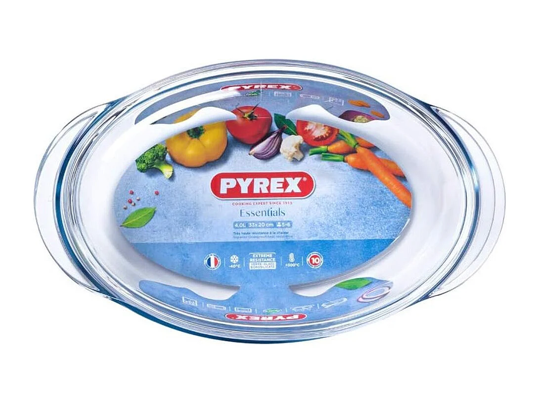 Cazuela Classis Vidrio Pyrex 4,1L ovalada con tapa 10x20x33 cm