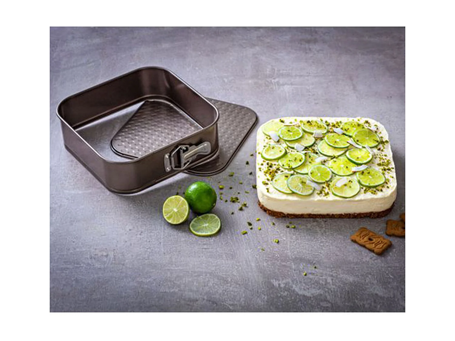 Molde desmontable de repostería forma cuadrada antiadherente Ø24 cm