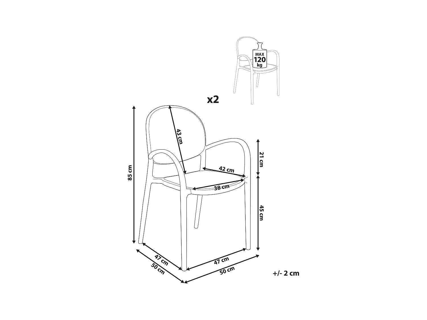 Lot de 2 chaises de jardin POVOLETTO Matière synthétique Noir
