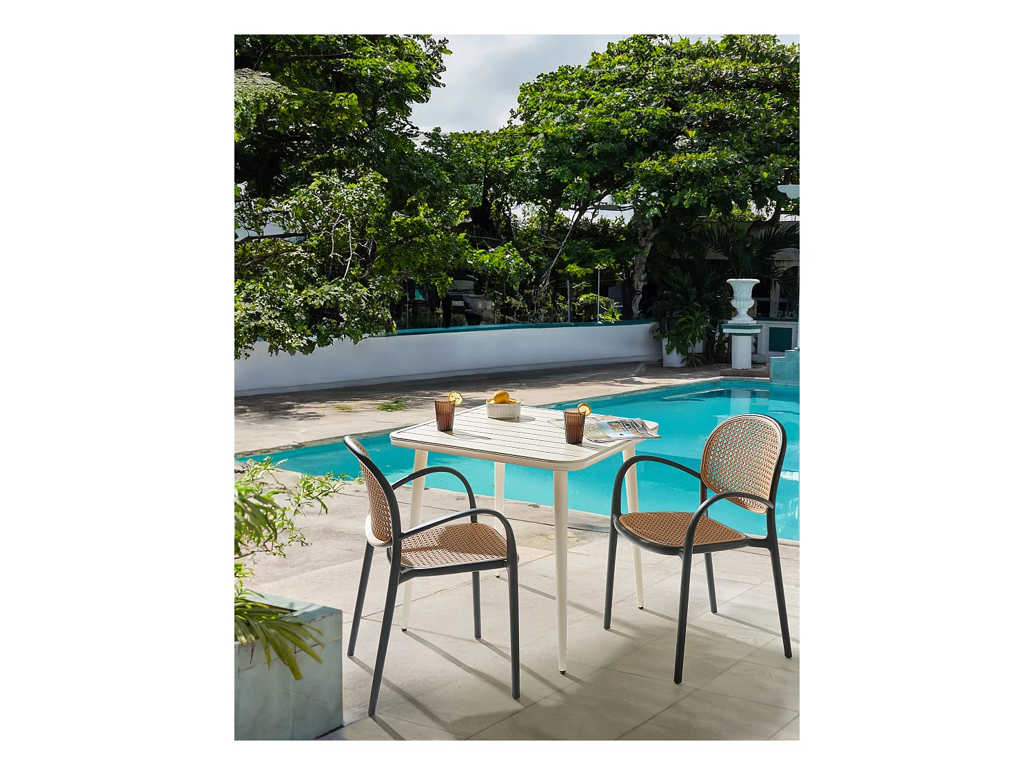 Lot de 2 chaises de jardin POVOLETTO Matière synthétique Noir