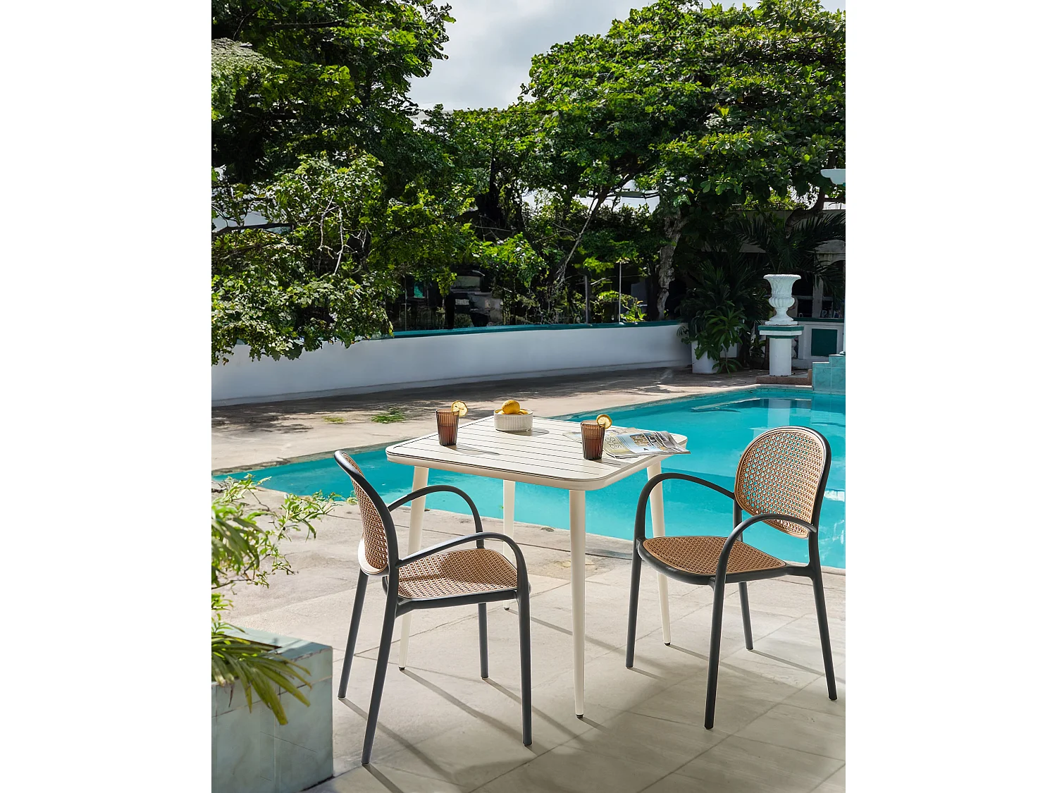 Lot de 2 chaises de jardin POVOLETTO Matière synthétique Noir
