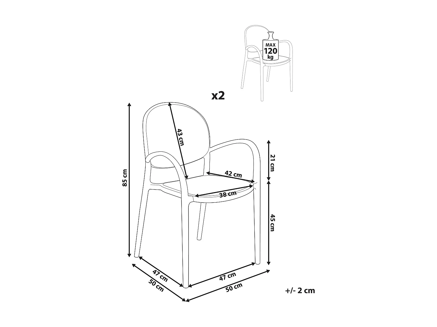 Lot de 2 chaises de jardin POVOLETTO Matière synthétique Noir
