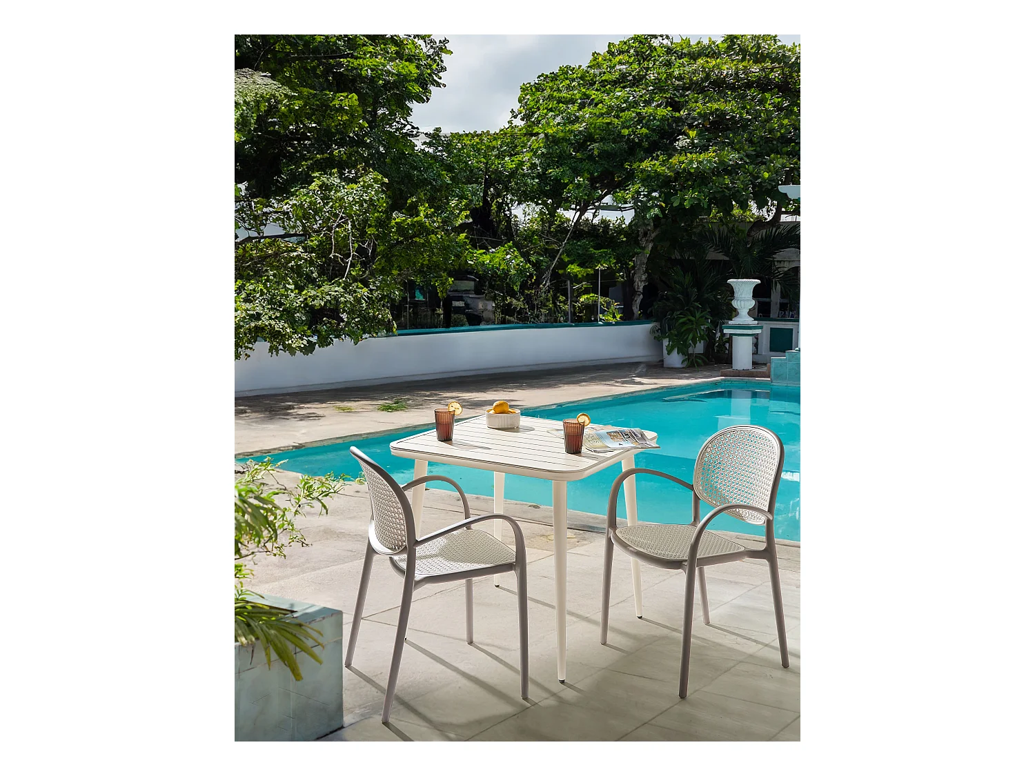 Lot de 2 chaises de jardin POVOLETTO Matière synthétique Marron clair