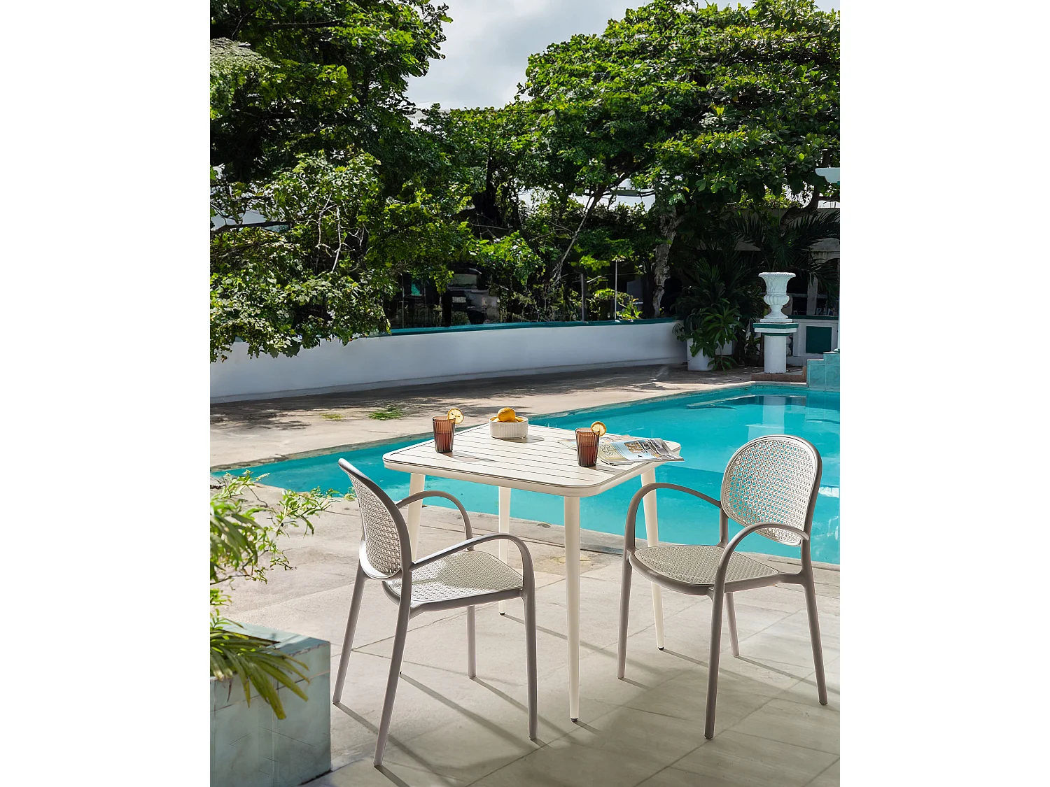 Lot de 2 chaises de jardin POVOLETTO Matière synthétique Marron clair