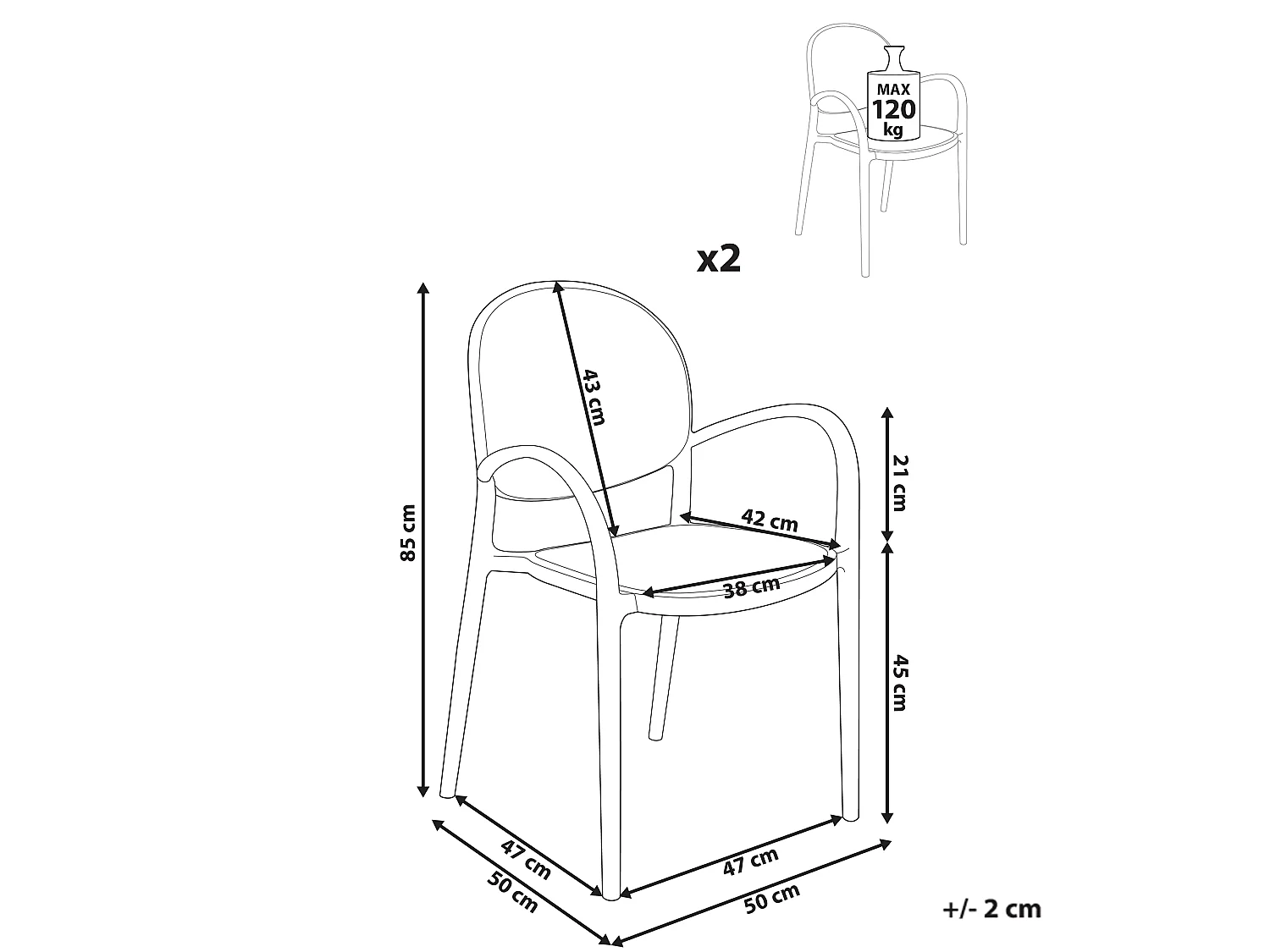 Lot de 2 chaises de jardin POVOLETTO Matière synthétique Marron clair