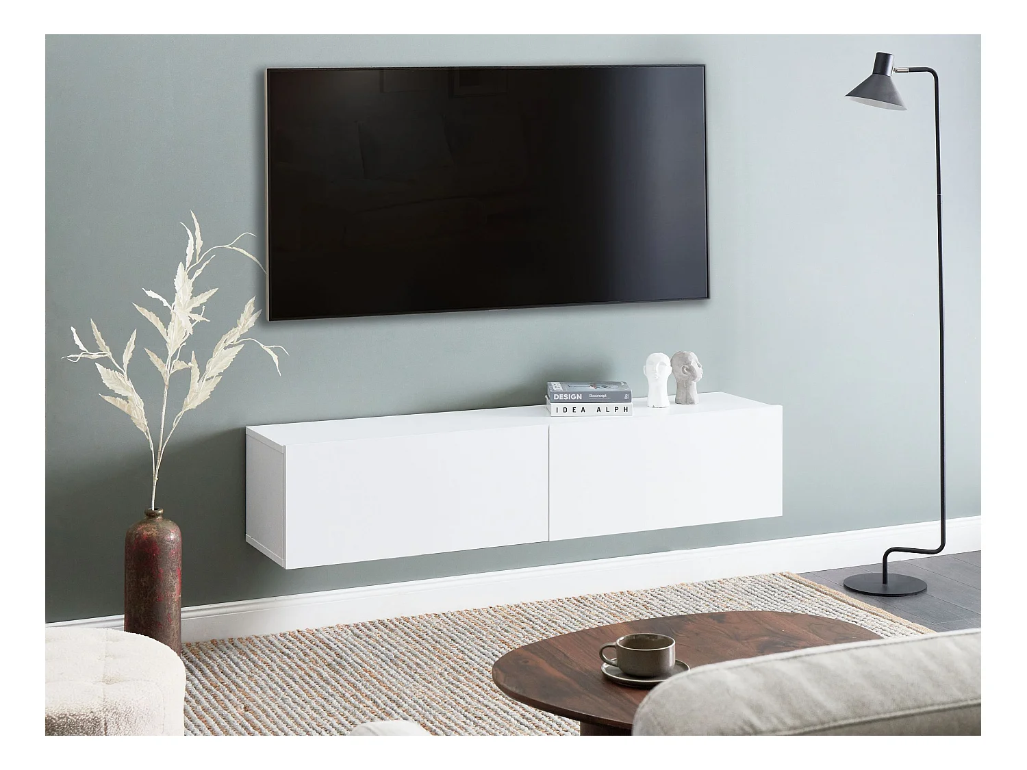 Meuble TV mural GLADSTONE Blanc